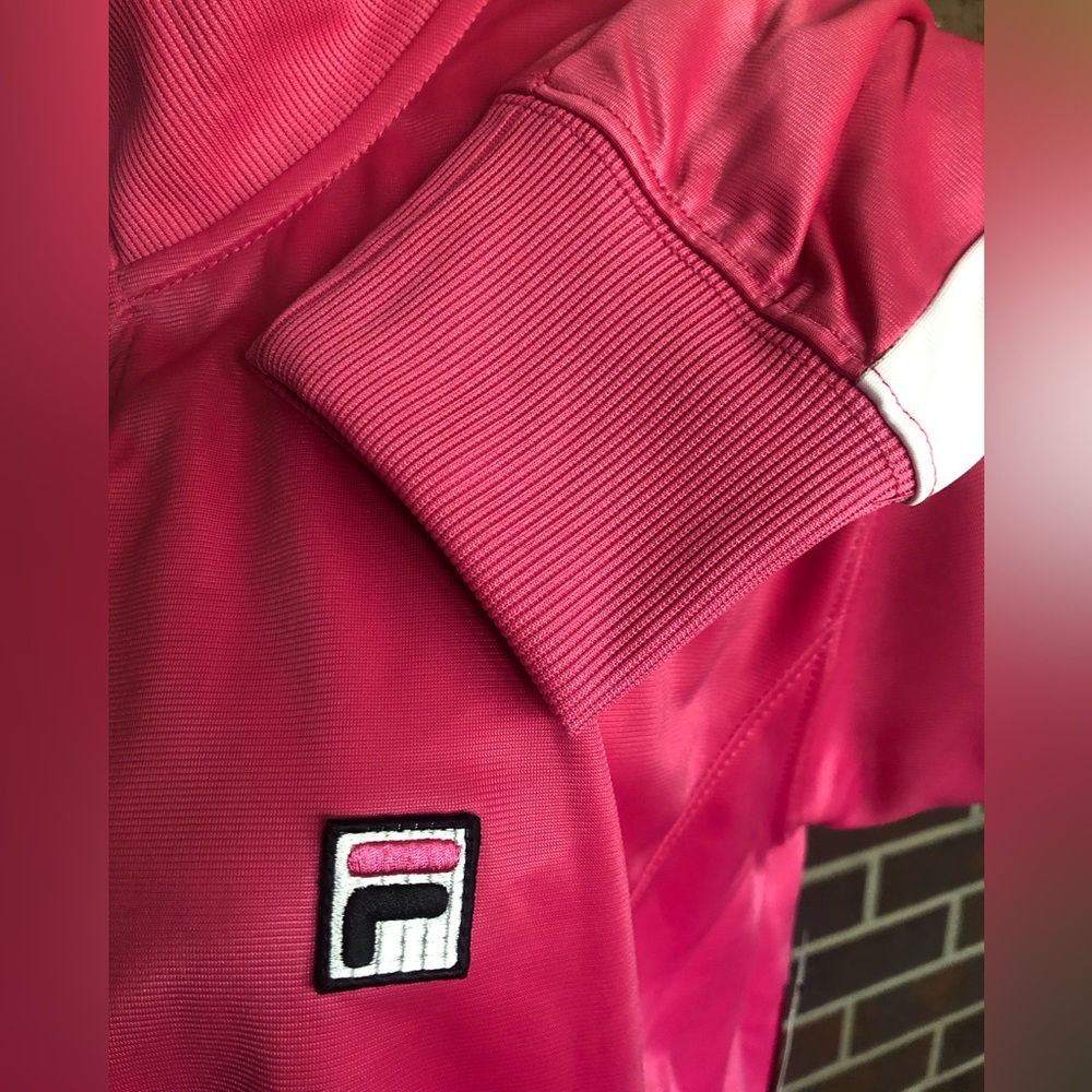NWT FILA Track Jacket Pink w/White Side Arm Stripe Plus Size 1X Retro Streetware - Picture 8 of 9